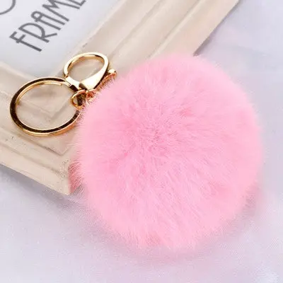 Rabbit Fur Ball Keychain For Bag Plush Car Key Ring Car Key Pendant Gifts For Girl 5