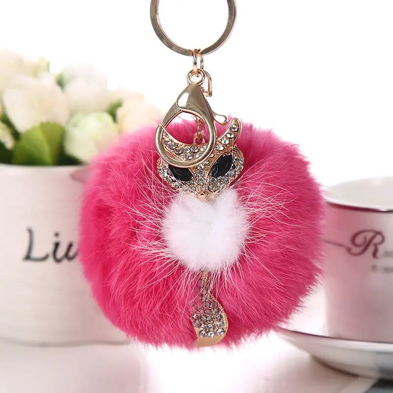 Rabbit Hair Ball Key Chain Pendant Auger Fox Handbags Accessories 1