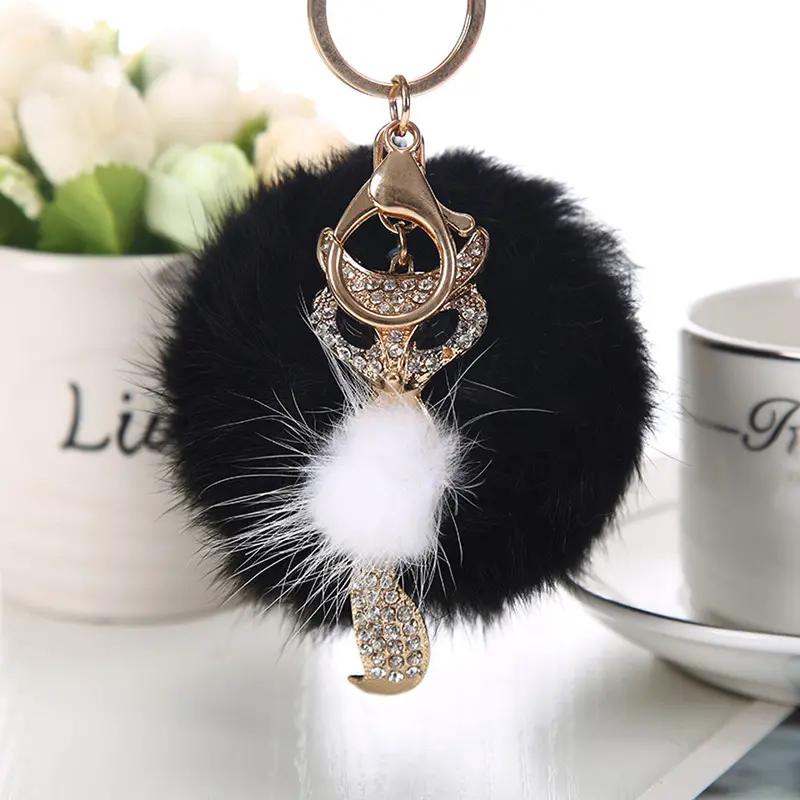 Rabbit Hair Ball Key Chain Pendant Auger Fox Handbags Accessories 3