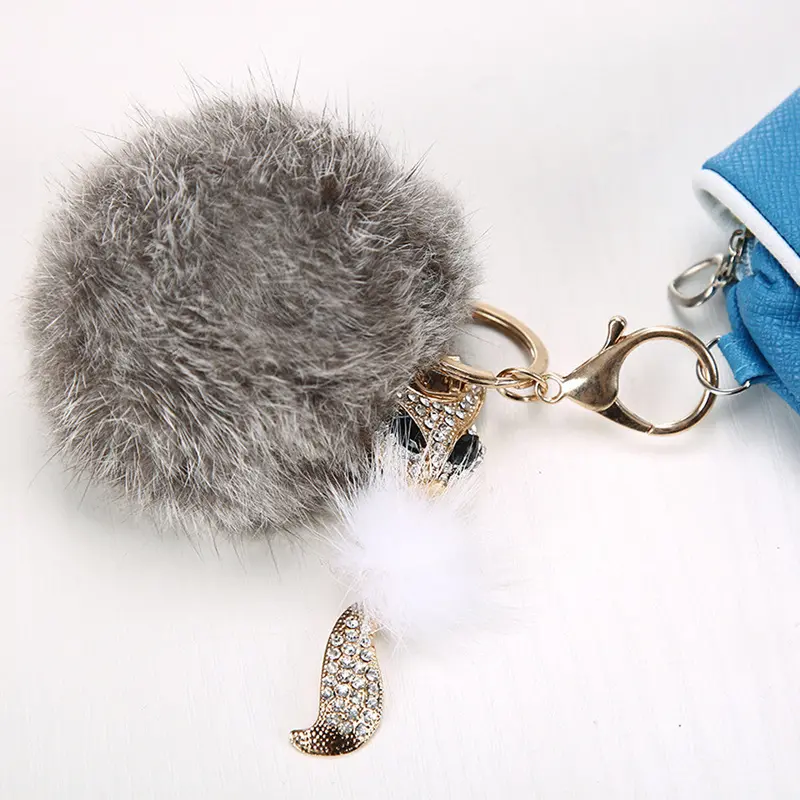 Rabbit Hair Ball Key Chain Pendant Auger Fox Handbags Accessories 4