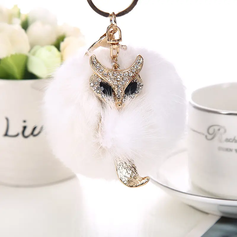 Rabbit Hair Ball Key Chain Pendant Auger Fox Handbags Accessories 5