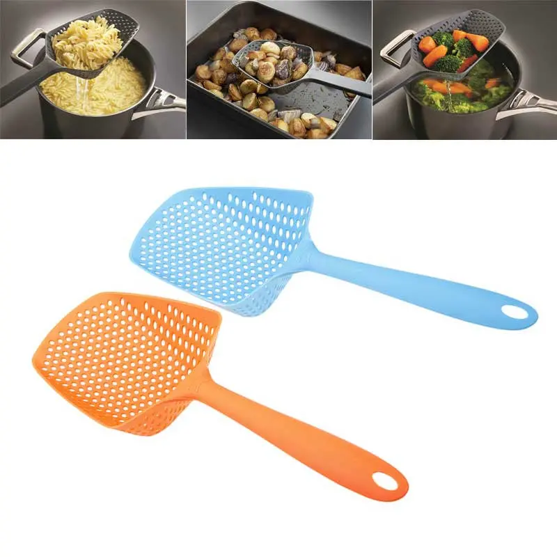 Random Color Kitchen Tool Plastic Strainer Portable Spoon Scoop Colander 82620 1