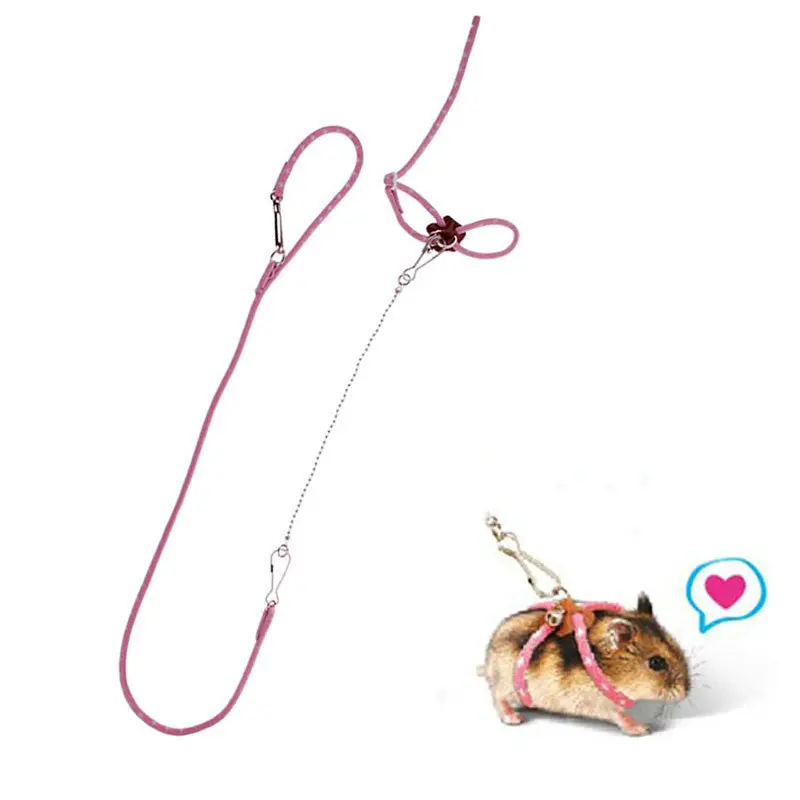 Random Color Pet Rat Mouse Harness Adjustable Rope Ferret Hamster Finder Bell Leash Lead49174 1