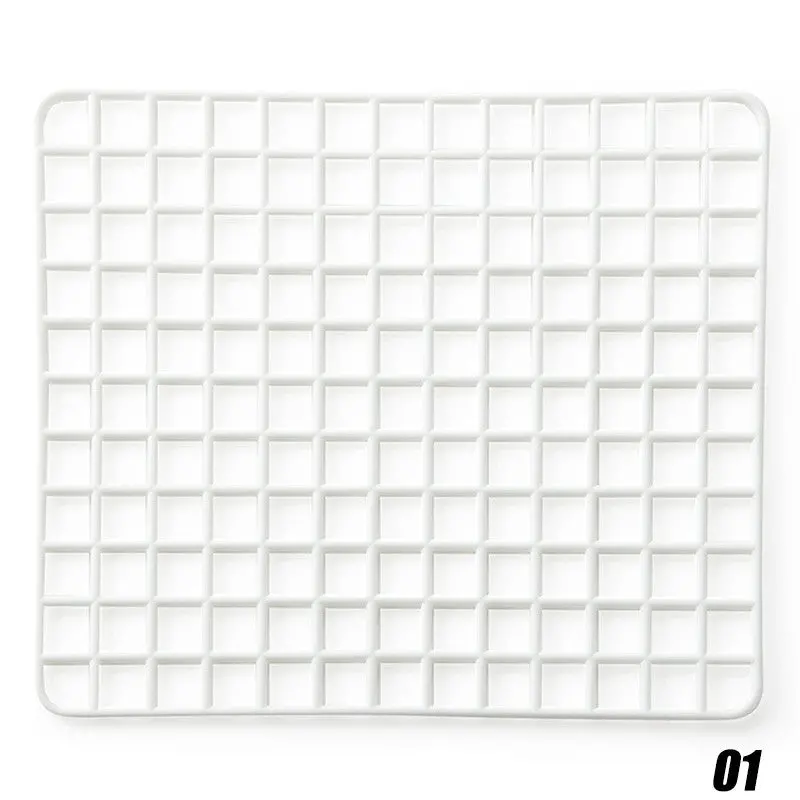 Rectangle Plastic Mesh Grid Design White Draining Board Holder 87453 1