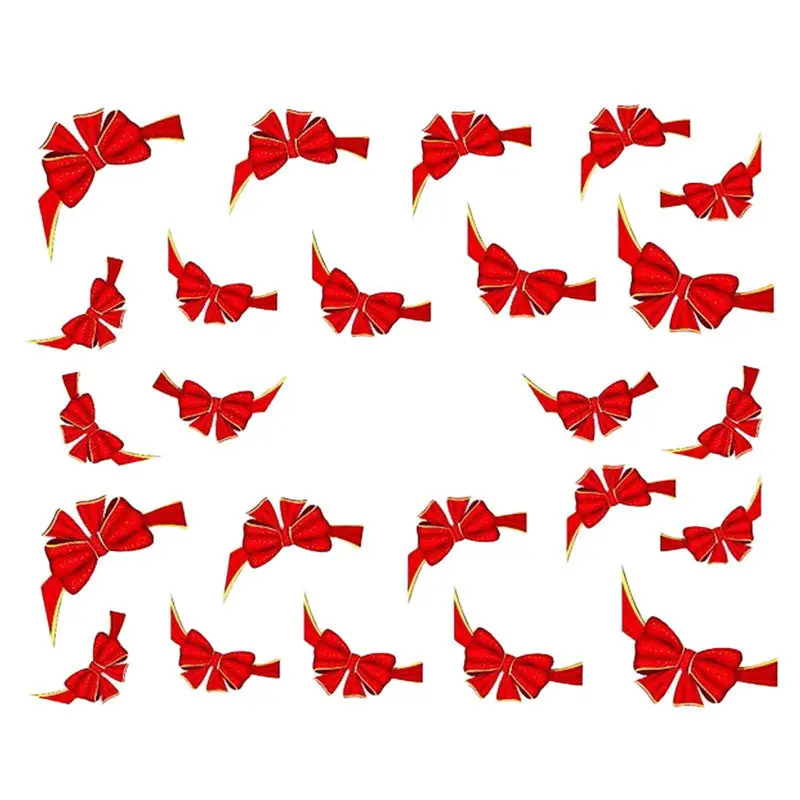 Red Bows Design Nail Tip Art Water Transfers Decal Sticker 2