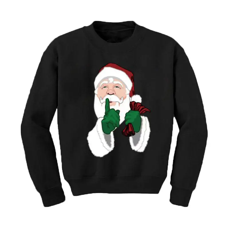 Red Christmas Hoodies Sweatshirt Character Santa Claus Print Casual Sweatshirt Plus Size Pullover With Fleece 1