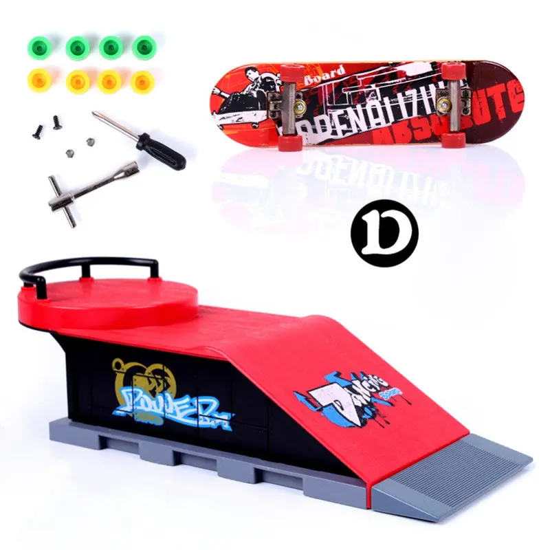 Red D Type Skate Park Ramp Parts For Tech-Deck Fingerboard Kid Children Toy Gifts 1