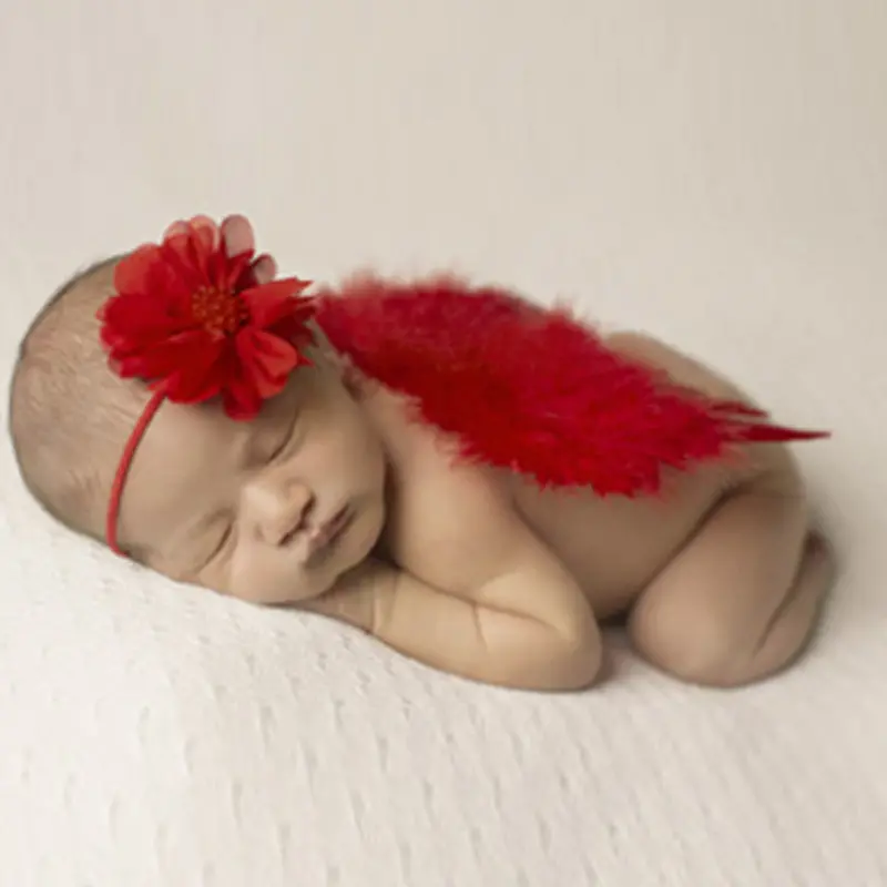 Red Feather Outfit Born Baby Pography Props Cute Baby Angel Wings Design Po Props Headb 1