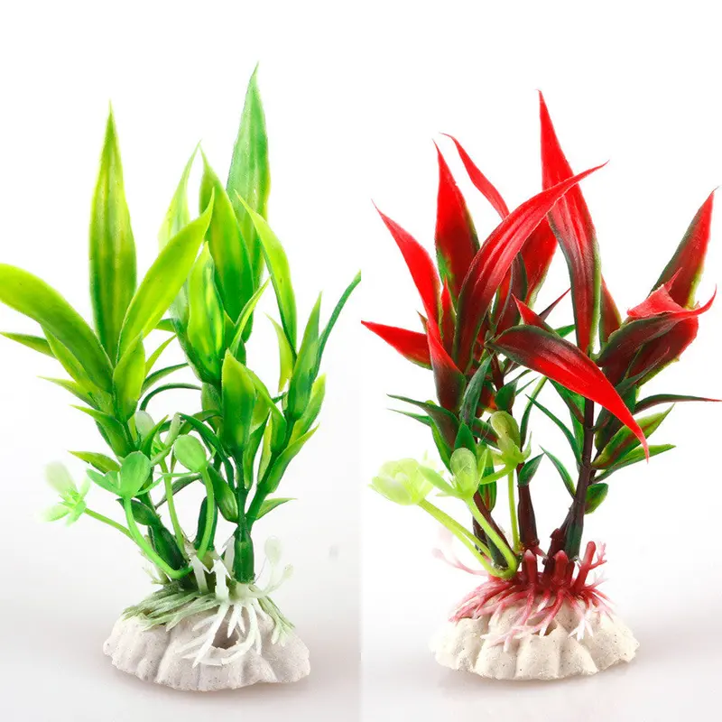 Red Green Plastic Plant Grass Aquarium Decorative Fish Tank Landscape Decoration 27650 1