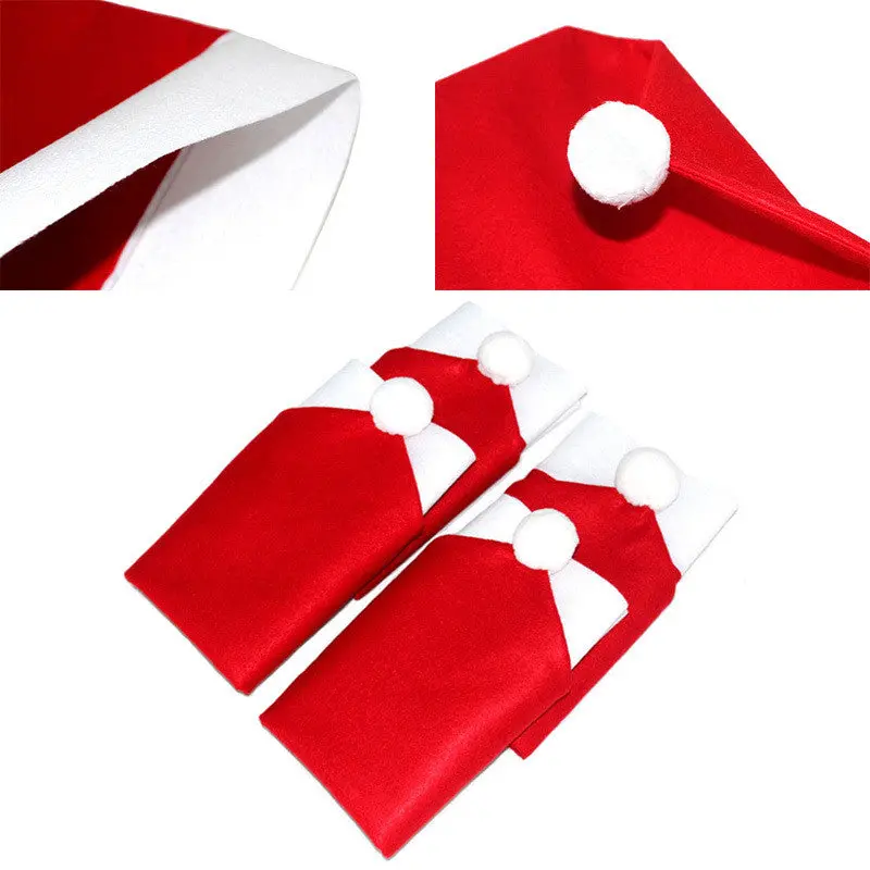 Red Santa Clause Red Hat Chair Back Covers For Christmas Dinner Decoration 74079 1