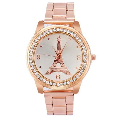 Relogio Feminino Date Clock Stainless Steel Watch Ladies Gold Silver Crystal Dress Watch Quartz Wristwatches 2