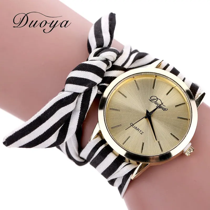 Relogio Feminino Dress Watch Duoya Women's Wrist Watch Flower Star Bow Wristwatch Scarf Band Party Casual Watch 1