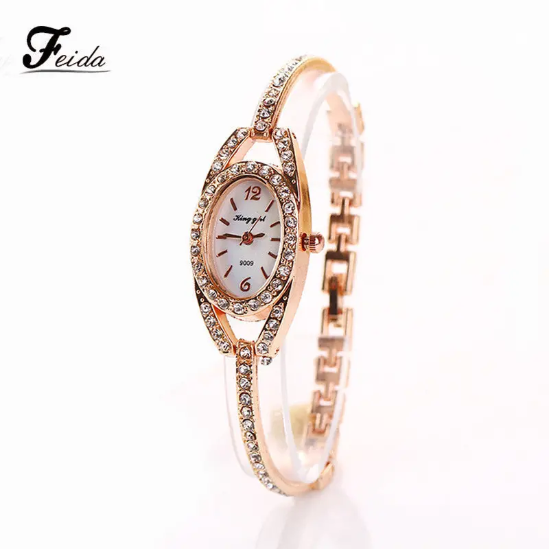Relogio Feminino Elegant Minimalism Rhinestone Crystal Stainless Steel Wrist Watch Woman Watches Luxury Feida 1