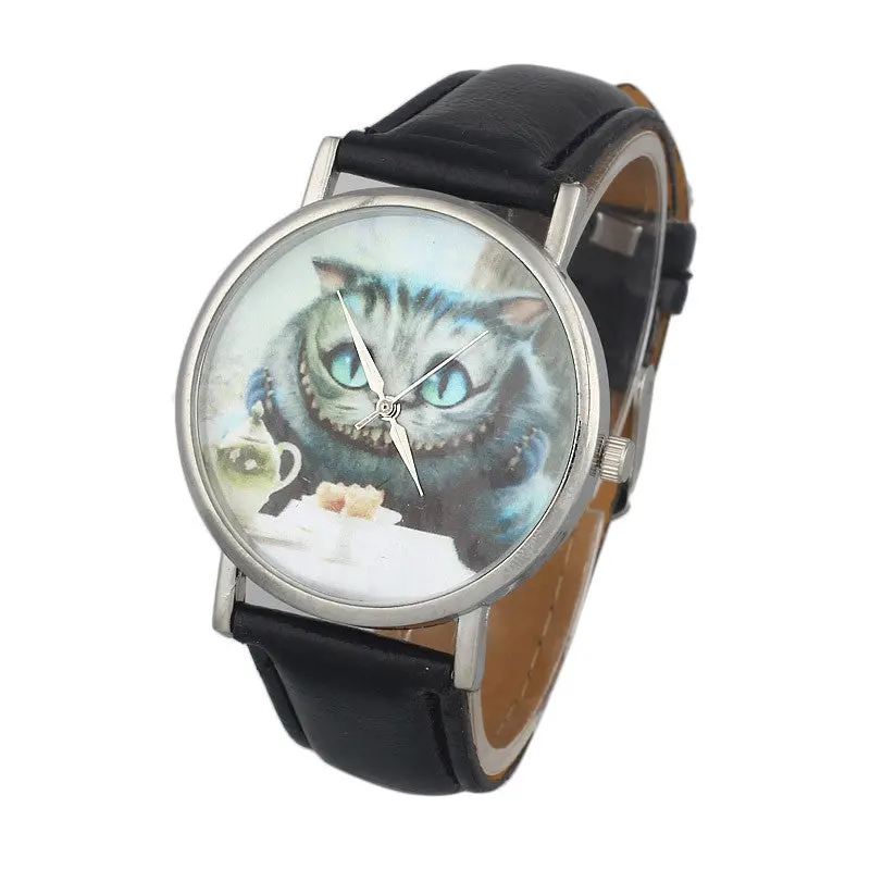 Relogio Feminino Fashion & Casual Cute Cat Women Leather Band Analog Quartz Dial Wrist Watch Relojes Mujer 1