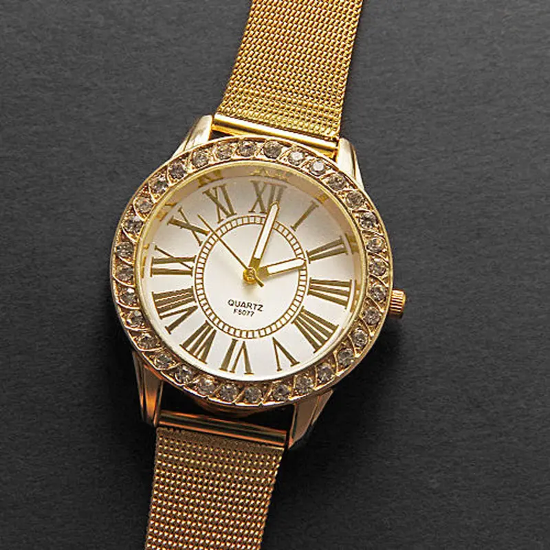 Relogio Feminino Luxury Women Dress Watches Steel Quartz Watch Diamonds Gold Watches For Womans Montre Hour 2