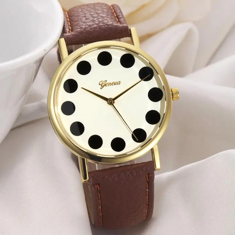 Relogio Geneva Watch Women Girl Lide Leather Band Analog Quartz Watches Vintage Clock Relojes 2