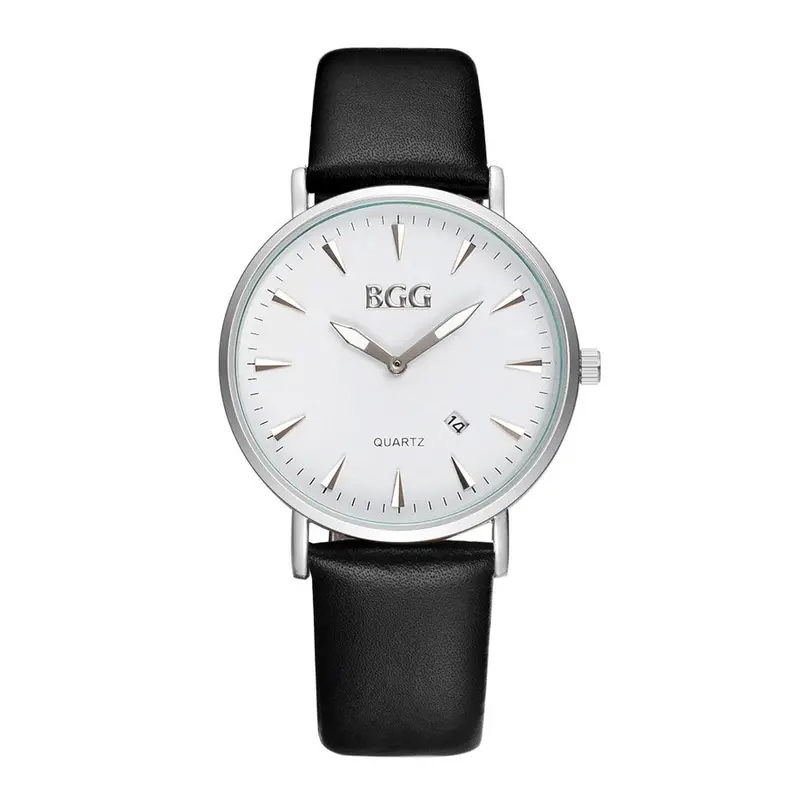Relogio Masculino Luxury Bgg Men Calendar Leather Waterproof Analog Date Sport Quartz Wrist Watch Relogio Sale Clock 1