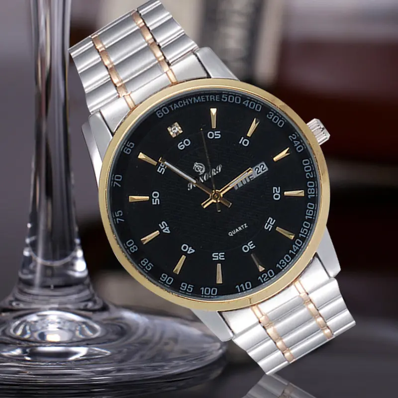 Relogio Masculino Luxury Men Crystal Stainless Steel Band Quartz Wrist Watch Montre Feida 1