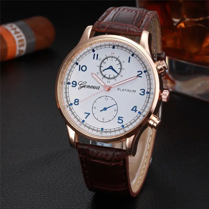 Relogio Masculino Men Wrist Watch Retro Design Leather Band Analog Alloy Quartz Wristwatch Quartz-Watch Fast Shipping Feida 2