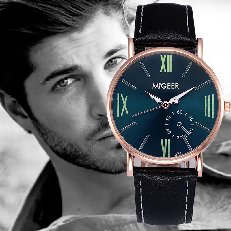 Relogio Masculino Mens Watches Luxury Crocodile Faux Leather Kol Saati Wrist Watches Montre Homme Men's Watch 1