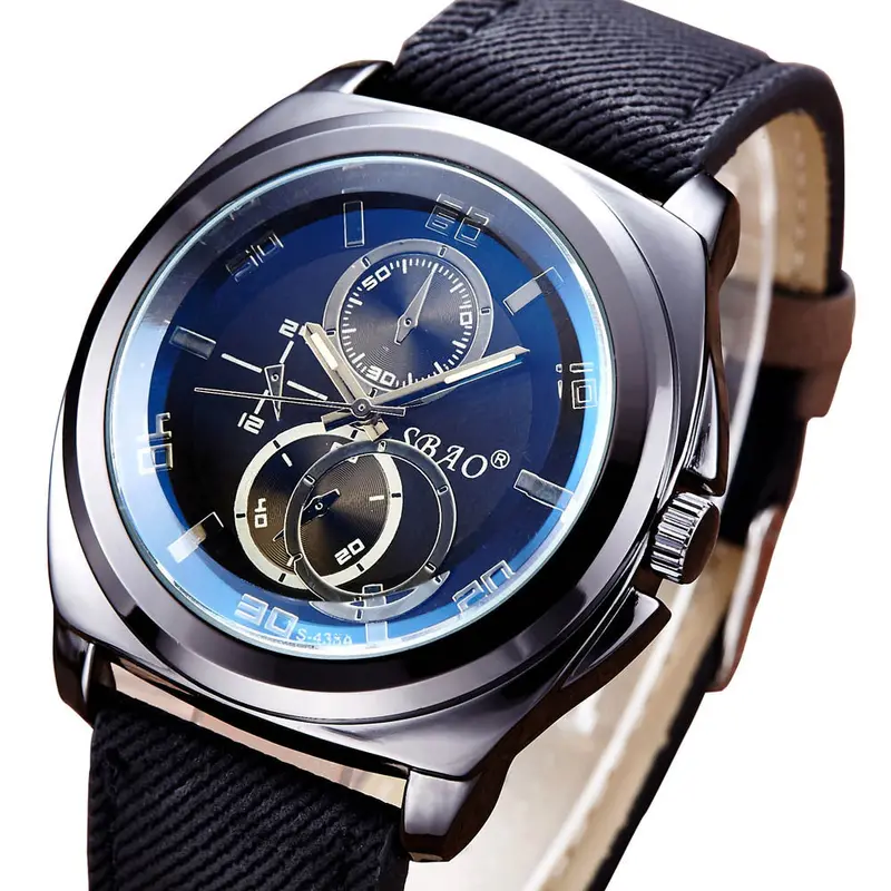 Relogio Masculino Mens Watches Top Luxury Men's Leather Band Stainless Steel Sport Quartz Wrist Watch 1