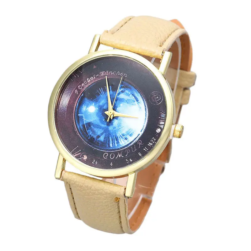 Relogio Women Men Dress Watch Fresh Blue Dial Pattern Boys Girls Casual Vogue Watch Mujer Reloj Luxury 4