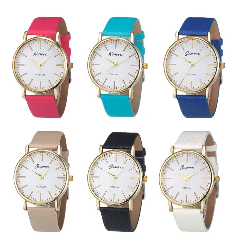Relogio Women Women Men Watches Geneva Simple Leisure Women Analog Leather Quartz Wrist Watch 2