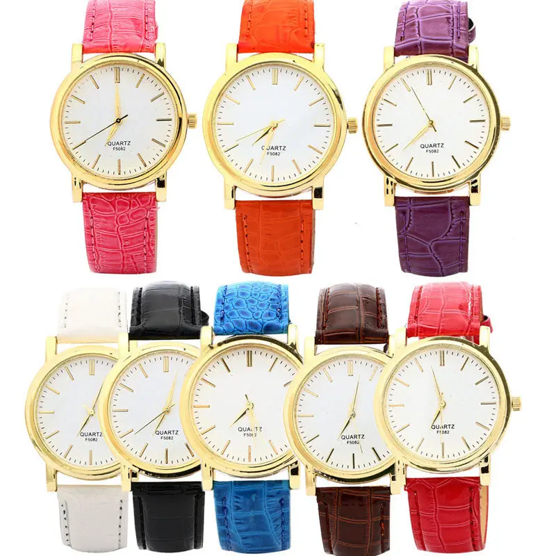 Relogios Women Dress Watches Feminino Quartz Sparkling Women Clocks Leather Band Relojes Mujer Promotion Happy 4