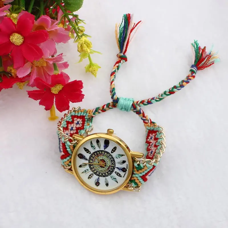 Reloj 9 Colors Women Dress Watch Casual Handmade Braided Clocks Relojes Feminino Top Promotion Happy 1