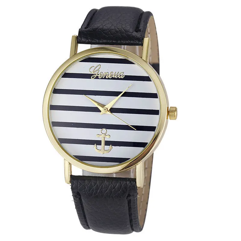 Reloj Mujer Geneva Watch Striped Anchor Analog Leather Quartz-Watch Relogios Feminino Wrist Watches Orologi Donna Feida 1