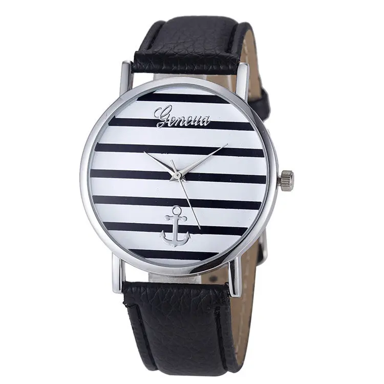 Reloj Mujer Geneva Watch Striped Anchor Analog Leather Quartz-Watch Relogios Feminino Wrist Watches Orologi Donna Feida 2