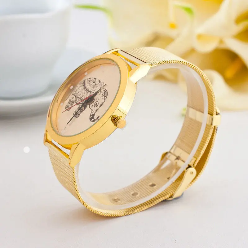 Reloj Mujer Marcas Famosas Women Classic Gold Elephant Quartz Stainless Steel Wrist Watch Feida 2