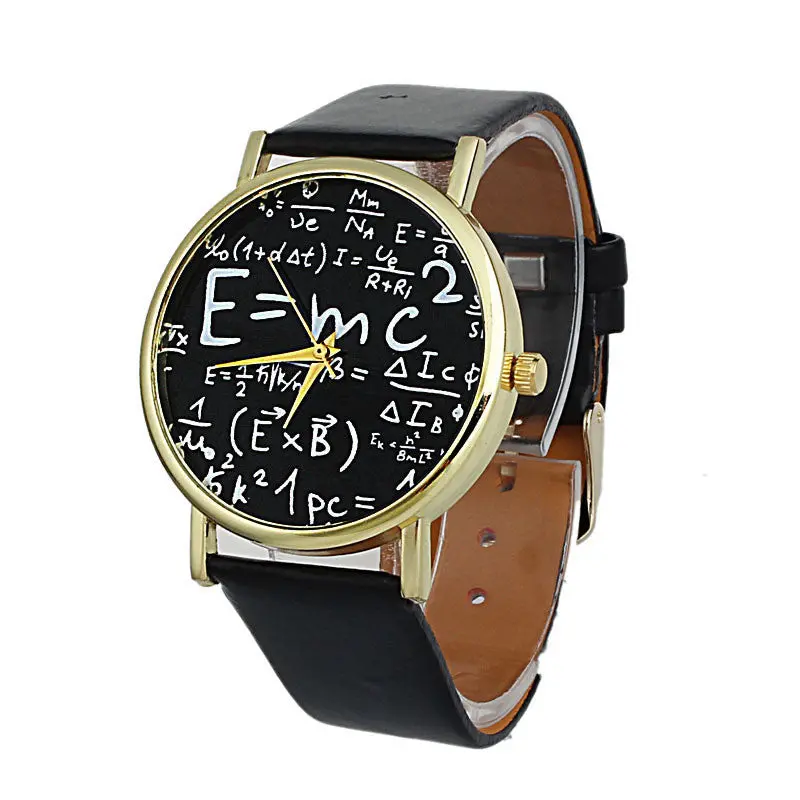 Reloj Watch Women Men Luxury Math Symbols Print Watch Faux Leather Analog Quartz Relogio Hour 1