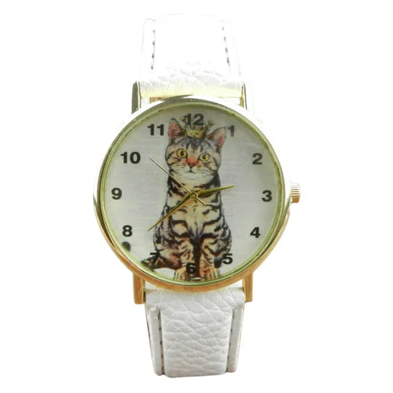 Reloj Women Men Watch Neutral Cute Lovely Cats Face Print Watches Faux Leather Quartz Reloj Relogio Mujer Girls Hour 1