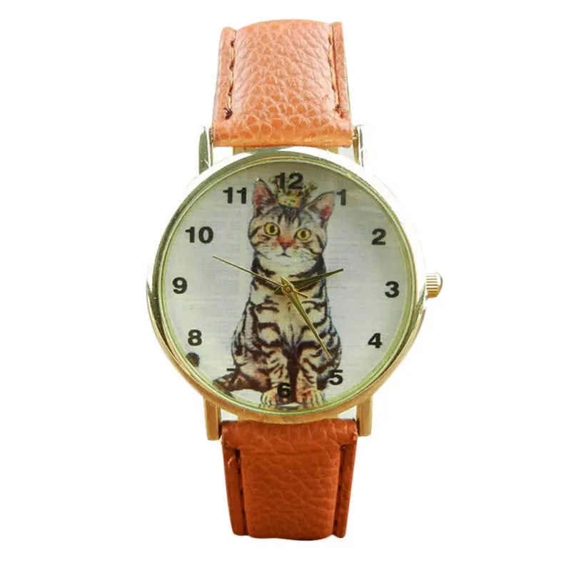 Reloj Women Men Watch Neutral Cute Lovely Cats Face Print Watches Faux Leather Quartz Reloj Relogio Mujer Girls Hour 3