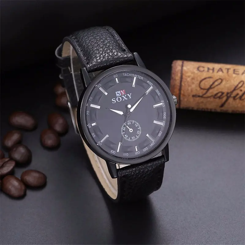 Relojes Hombre Famous Watches Luxury Quartz Sport Military Stainless Steel Dial Leather Band Wrist Watch Men 2