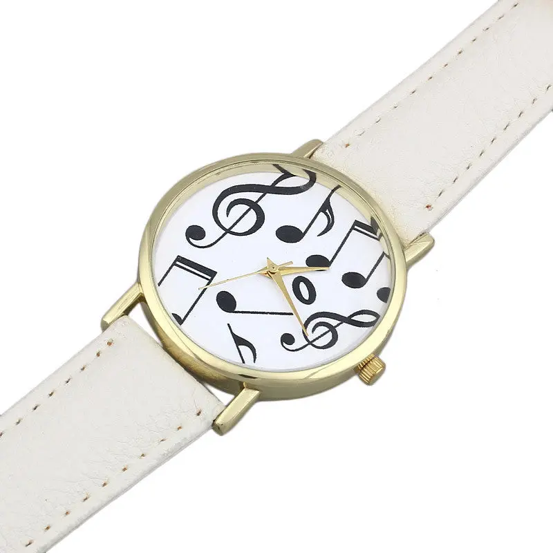 Relojes Mujer Casual Musical Notes Women Men Leather Band Analog Quartz Dial Wristwatch As Gift Relogio Feminino 2