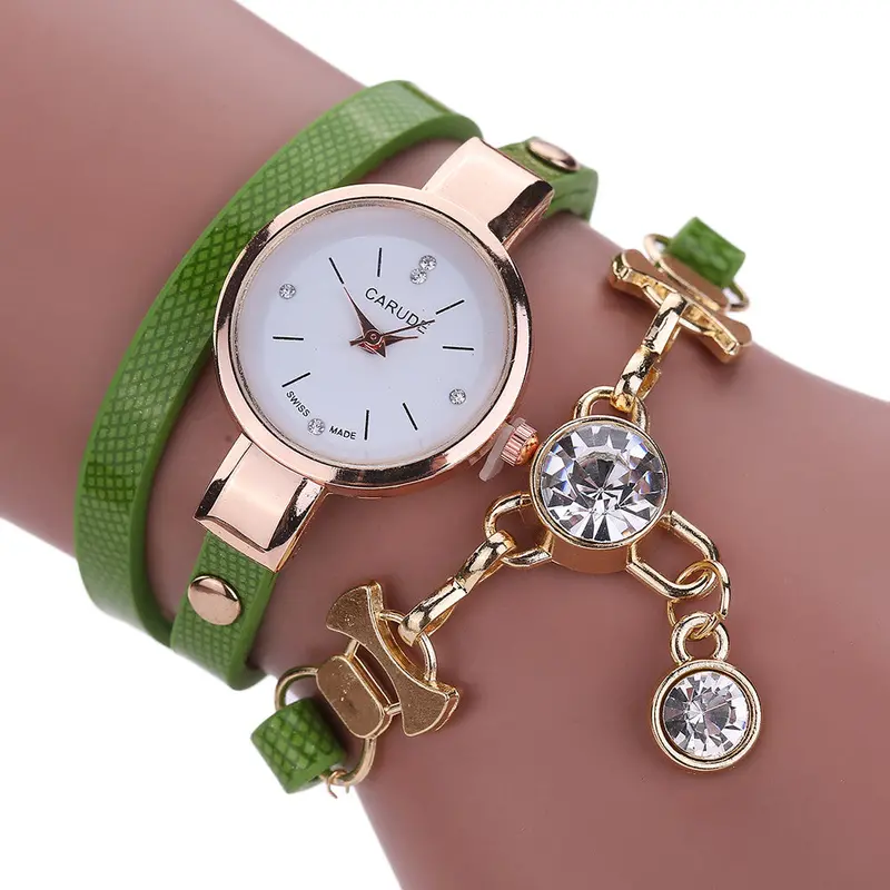 Relojes Mujer Women's Wrist Watches Ladies Faux Leather Rhinestone Analog Quartz Dress Watch Feida 4