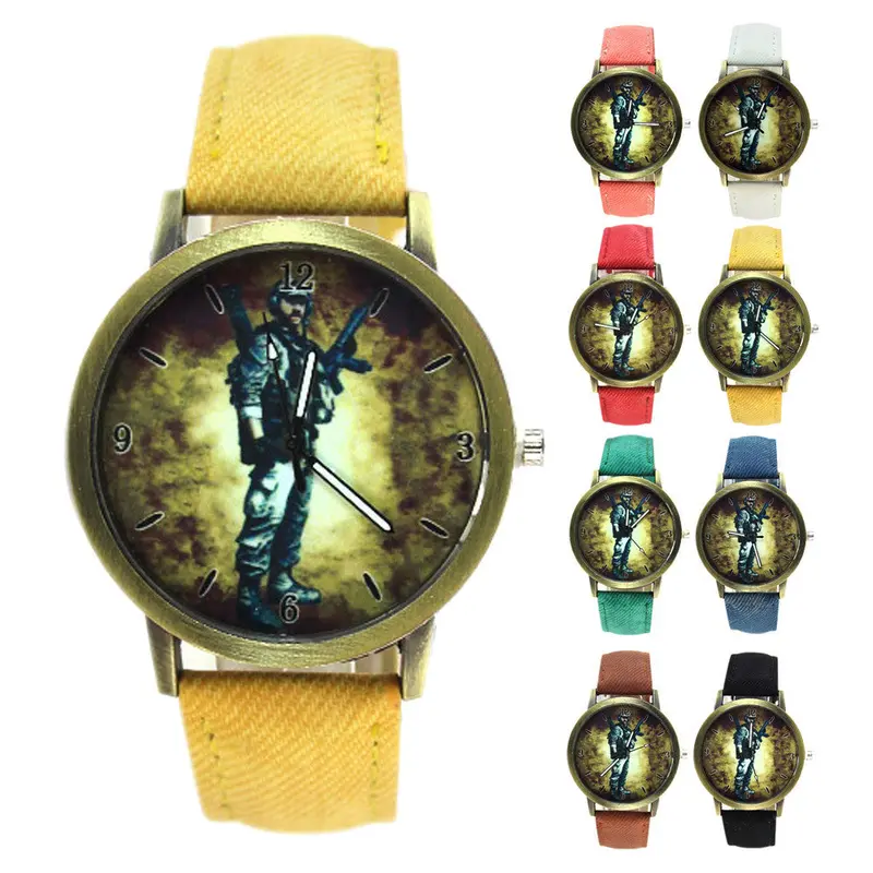 Relojes Women Relogio Feminino Clock Retro Denim Military Army Boy Girl Dress Watch Bracelet Hour 2