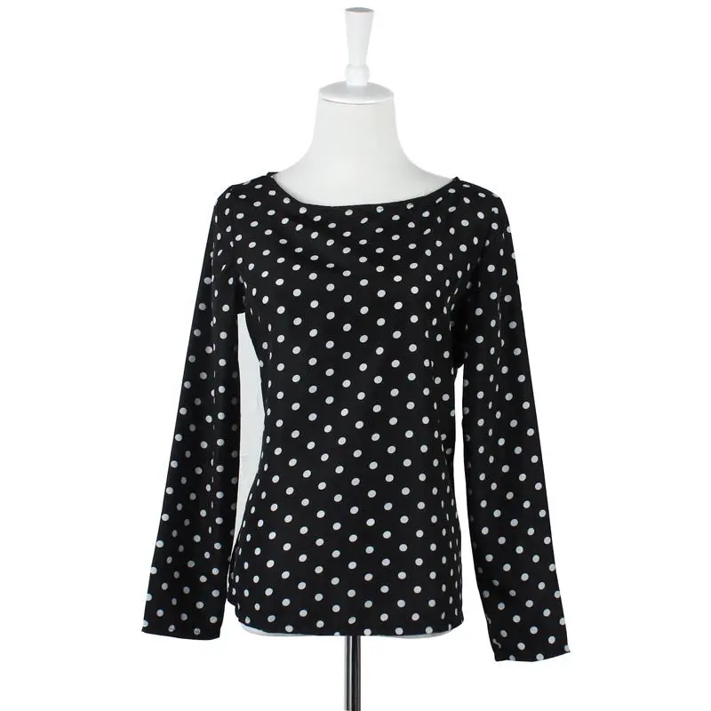 Remeras Mujer Casual Women Manche Longue Dot Blouse Chiffon Clothes Vetement S 1