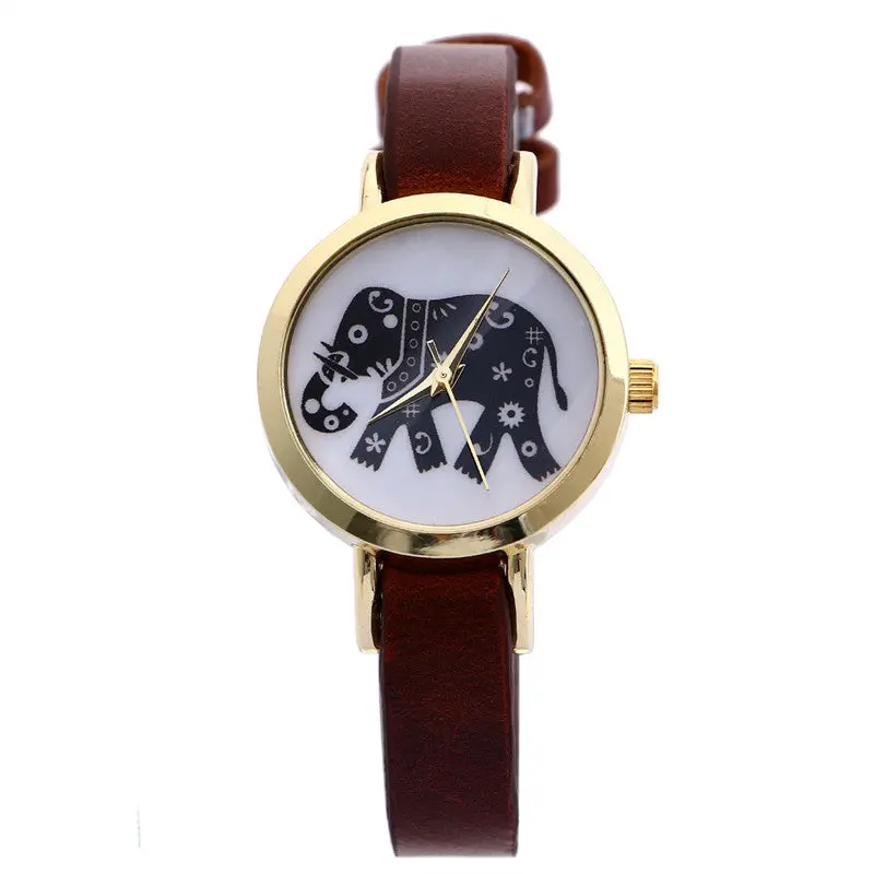 Retor Women Watch Elephant Printing Quartz Wristwatch Faux Leather Band Casual Vintage Women Clock Relojes Mujer Est Watch 1