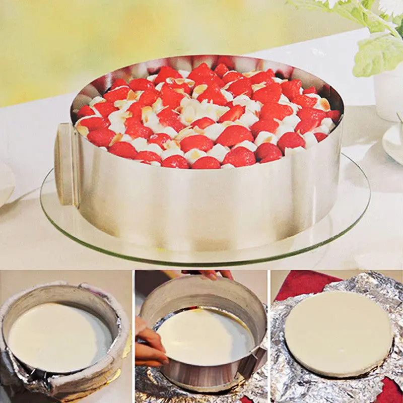 Retractable Stainless Steel Circle Mousse Ring Baking Tool Set Cake Mould Mold Size Adjustable Bakeware 88609 2