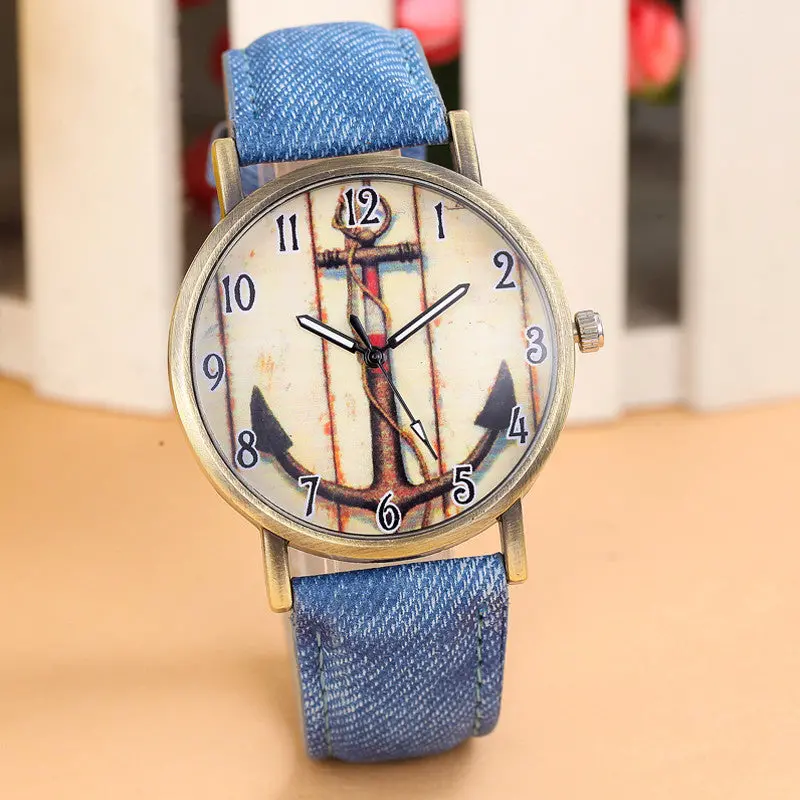 Retro Anchors Watch Cowboy Leather Band Quartz Women Watch Top Luxury Wristwatch Lady Casual Watch Relogios Feminino 1