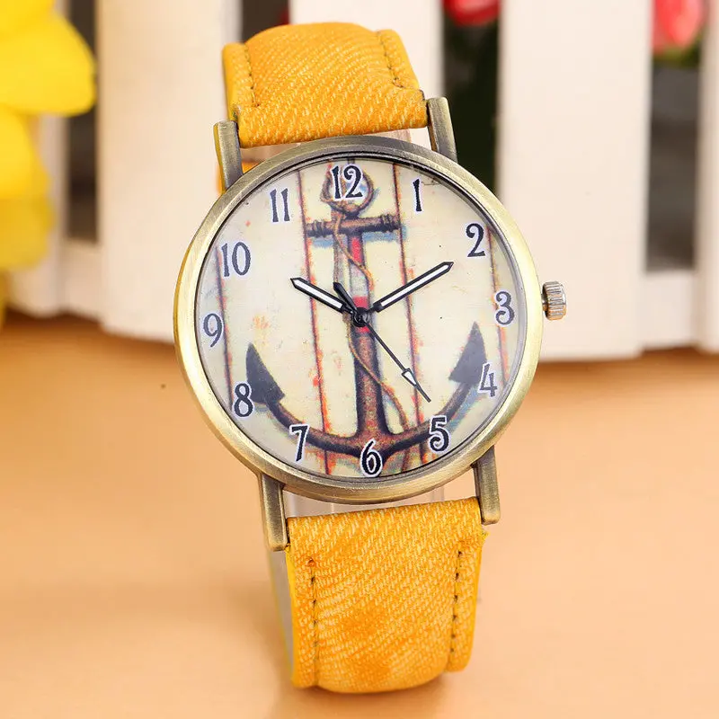 Retro Anchors Watch Cowboy Leather Band Quartz Women Watch Top Luxury Wristwatch Lady Casual Watch Relogios Feminino 3
