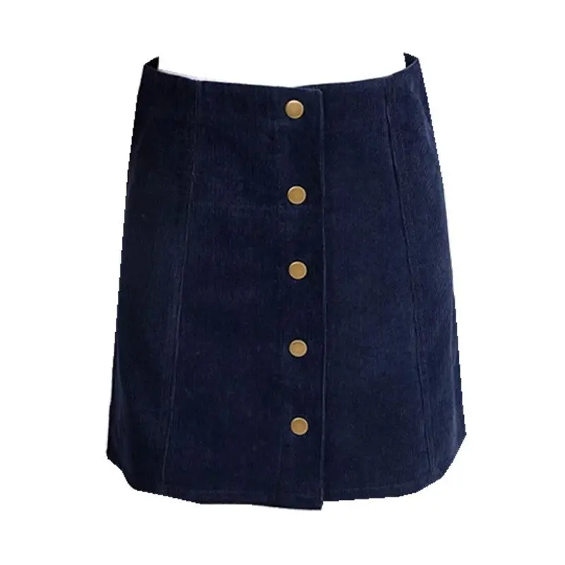 Retro Buttons Single-Breasted Corduroy Skirt Skater High Waist Package Hips A-Line Mini Short Skirt 4 Colors Femme Xs S M L 5