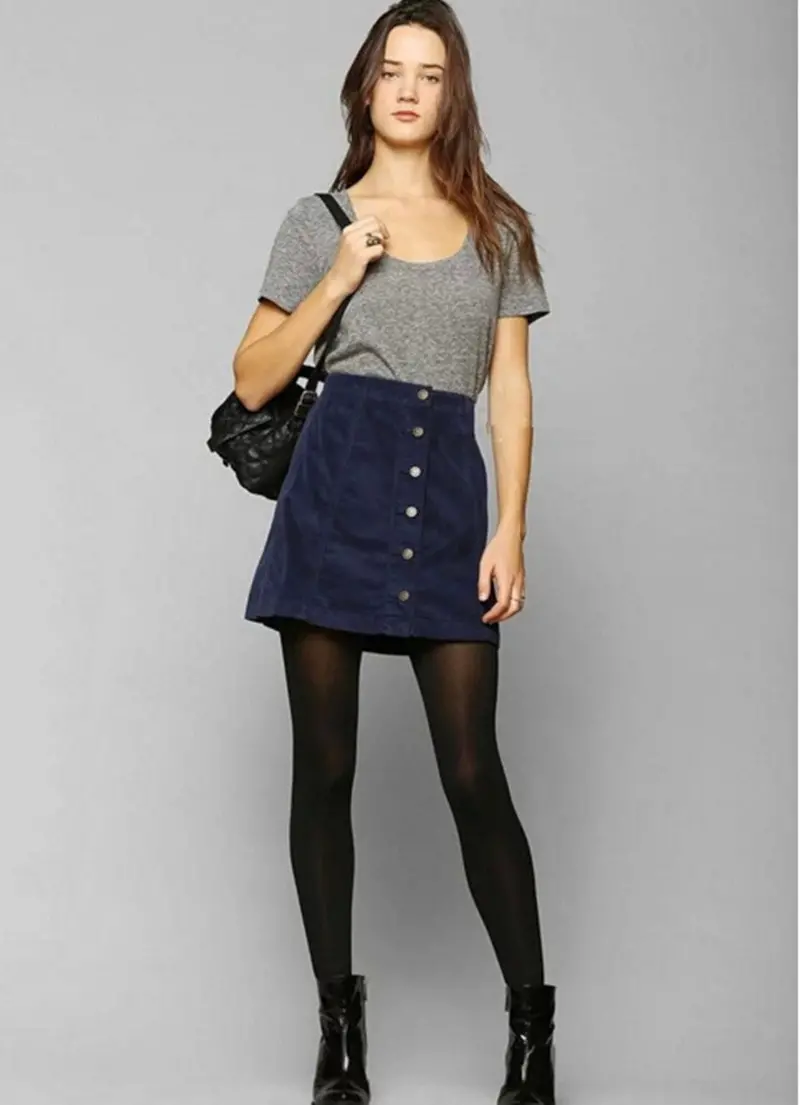 Retro Buttons Single-Breasted Corduroy Skirt Skater High Waist Package Hips A-Line Mini Short Skirt 4 Colors Femme Xs S M L 8