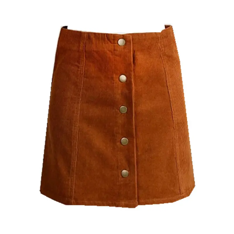Retro Buttons Single-Breasted Corduroy Skirt Skater High Waist Package Hips A-Line Mini Short Skirt 4 Colors Femme Xs S M L 9