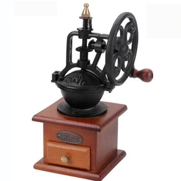 Retro Design Mini Manual Coffee Grinder Mill Wood Stand Bowl Antique Hand Coffee Bean Grinder Coffee Grinder Coffee Mill 89393 1
