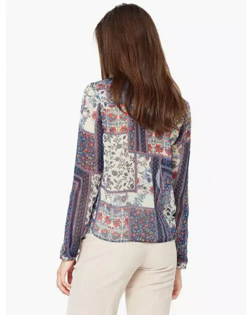 Retro Faille Floral Print Buttons V Neck Pullover Shirt Women Flower Printing Long Sleeve Cotton Blouse Tops S M L 4