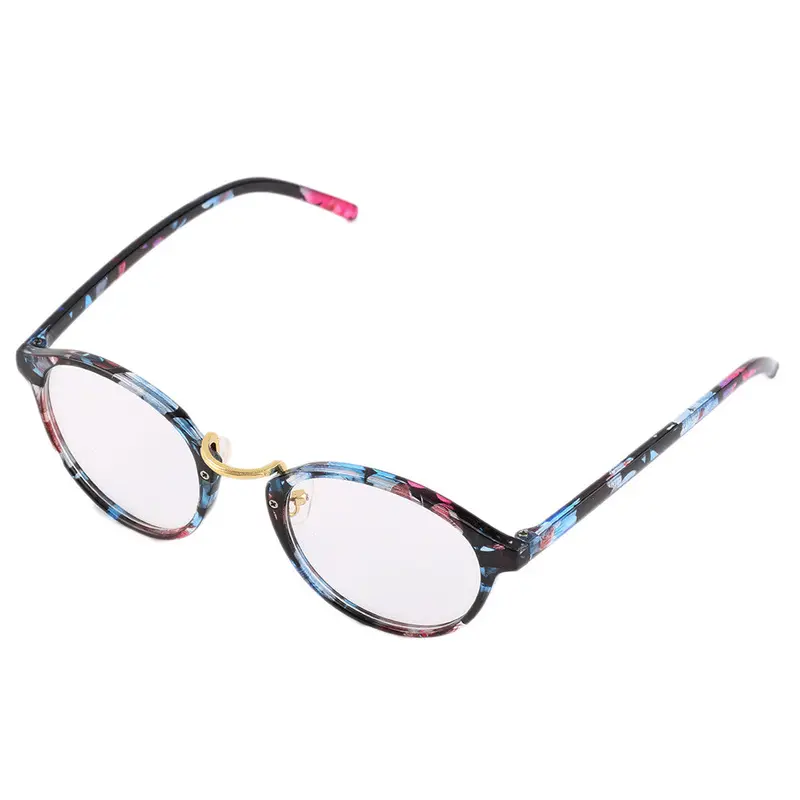 Retro Geek Vintage Leopard Nerd Large Frameround Clear Lens Glasses Multicolor Blackbrownleopard Printmulticolor 1